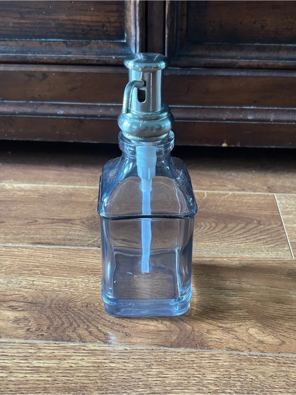 Clear Glass Soap Dispenser with Silver Pump